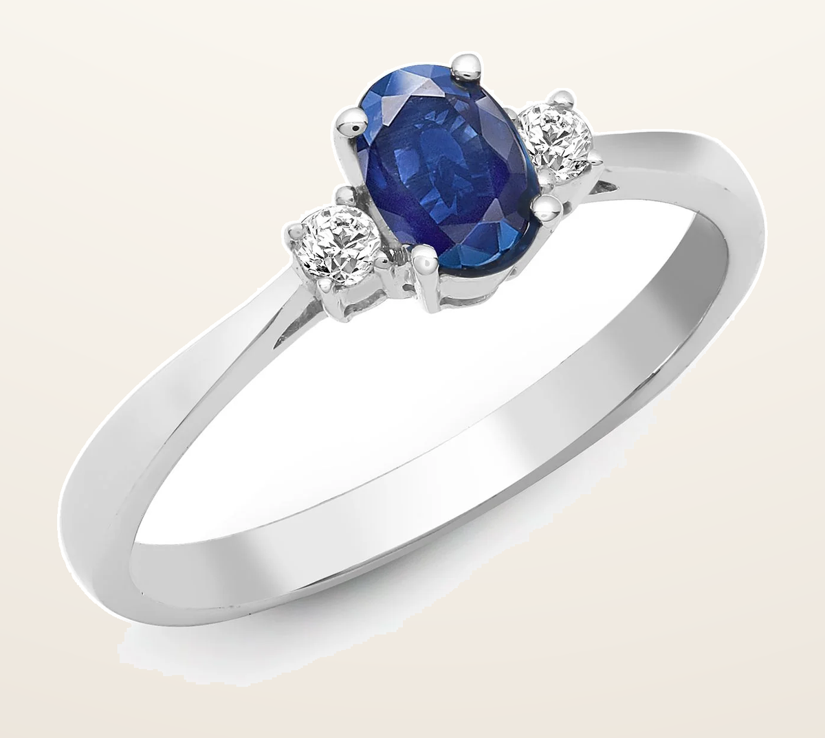 IT_ROLE:detail_crop | 18ct White Gold Natural Diamond And Sapphire 3 Stone Ring