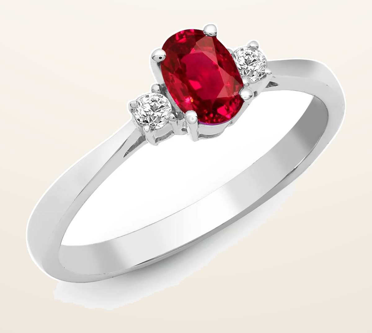 IT_ROLE:detail_crop | 18ct White Gold Natural Diamond And Ruby And 3 Stone Ring