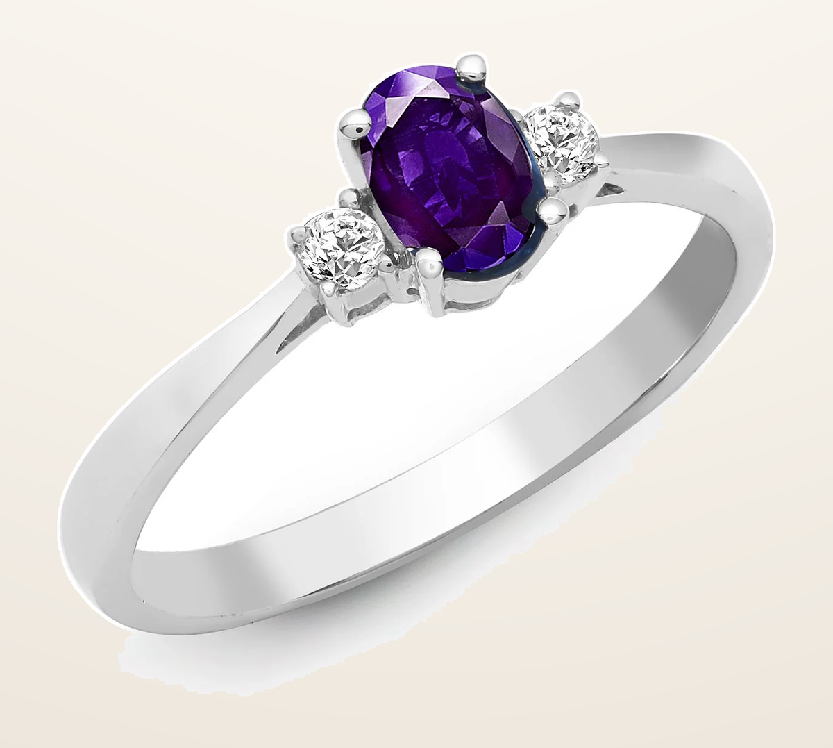 IT_ROLE:detail_crop | 18ct White Gold Natural Diamond And Tanzanite And 3 Stone Ring
