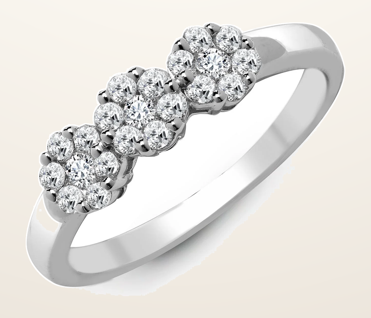 IT_ROLE:detail_crop | 18ct White 0.45ct Natural Diamond 3 x 7 Cluster Ring