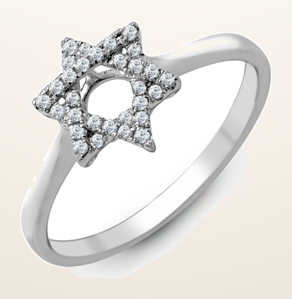 IT_ROLE:detail_crop | 18ct White 0.13ct Natural Diamond Star of David Ring