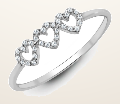IT_ROLE:detail_crop | 18ct White 0.10ct Natural Diamond 3 x Heart Ring