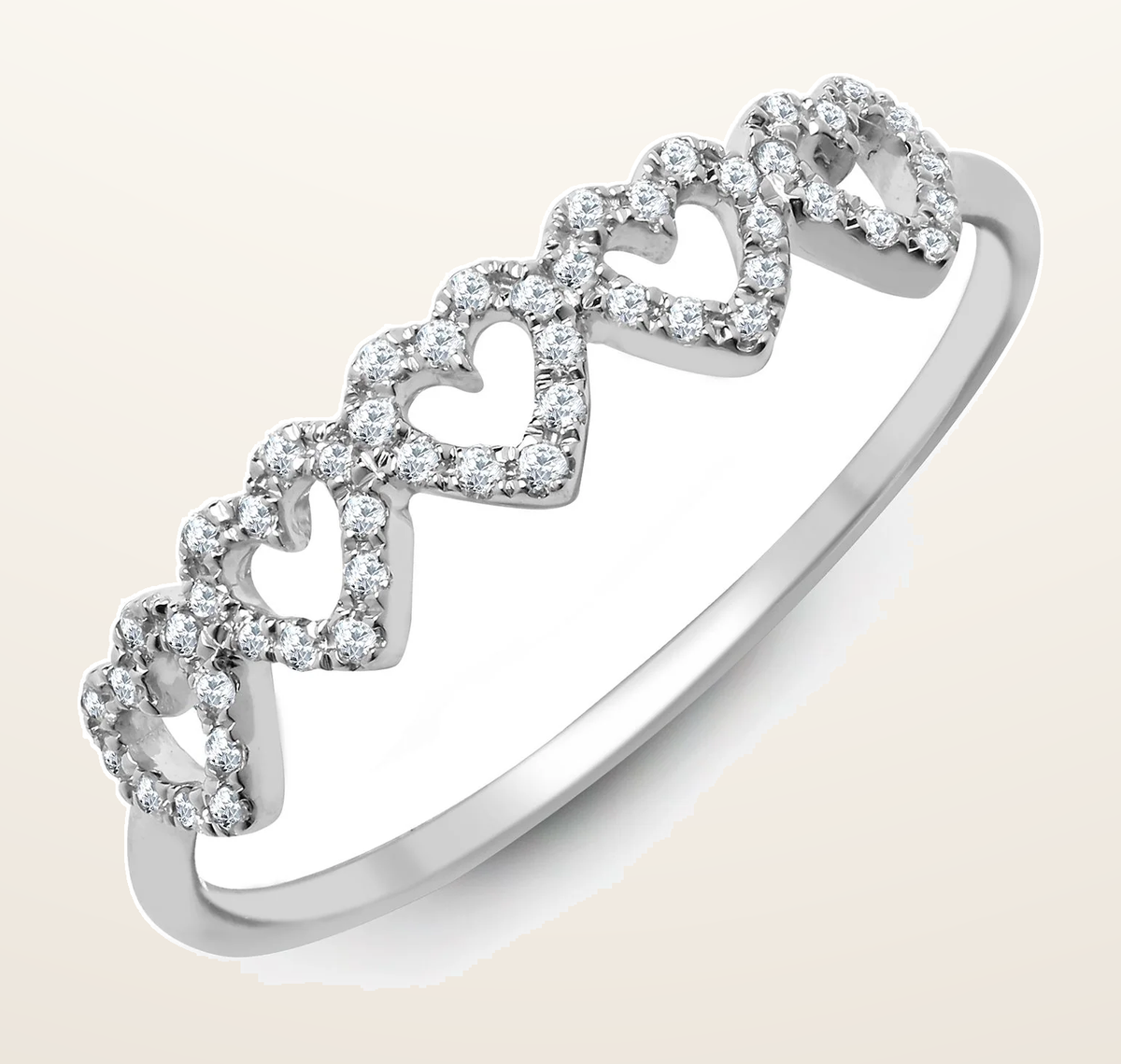 IT_ROLE:detail_crop | 18ct White 0.15ct Natural Diamond 5 x Heart Ring
