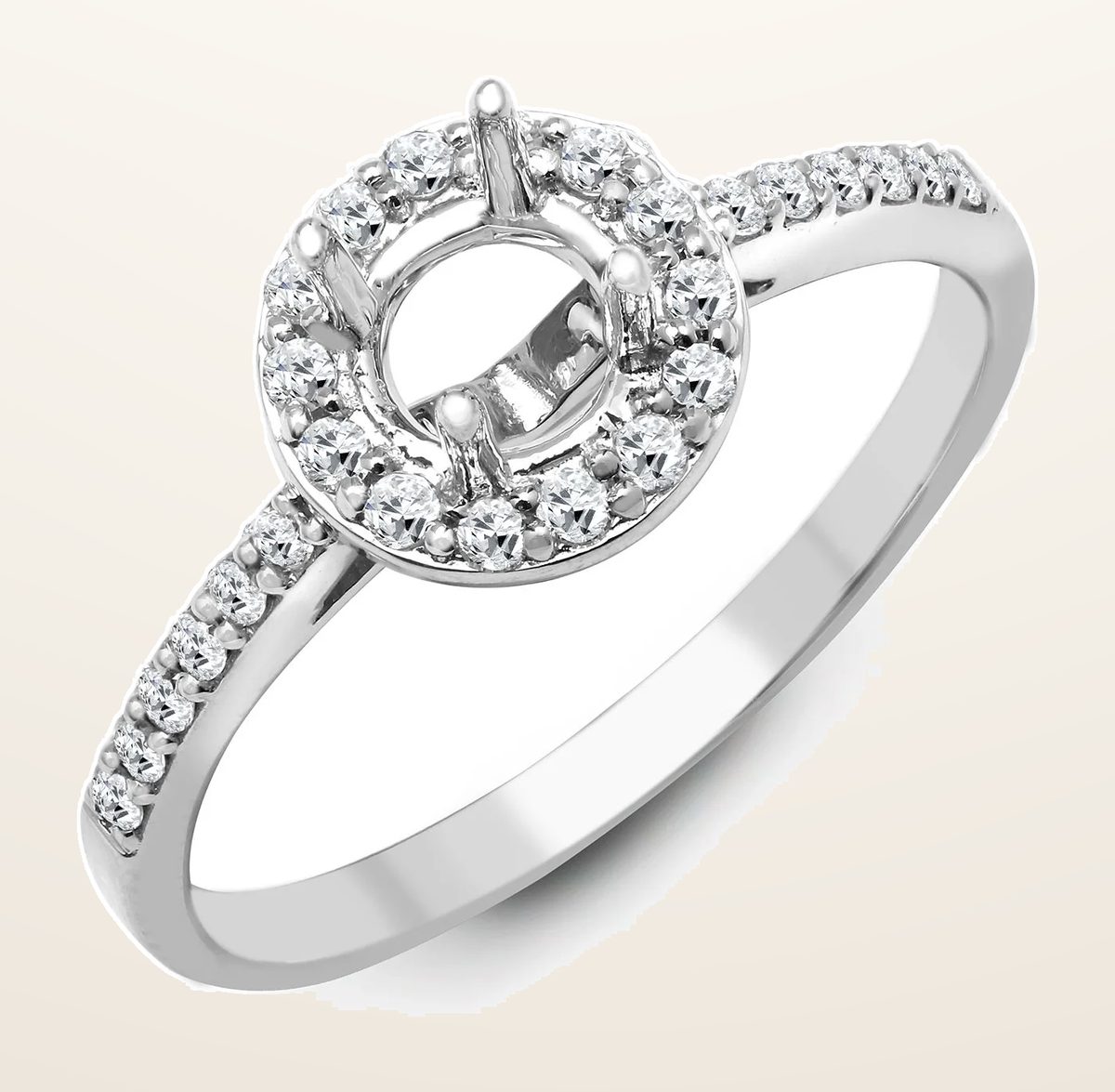 IT_ROLE:detail_crop | 18ct White 0.26ct Natural Diamond Semi Set Halo Ring - Holds 0.75ct