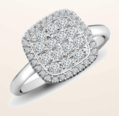 IT_ROLE:detail_crop | 18ct White 0.55ct Natural Diamond Cluster Cushion Shape Ring