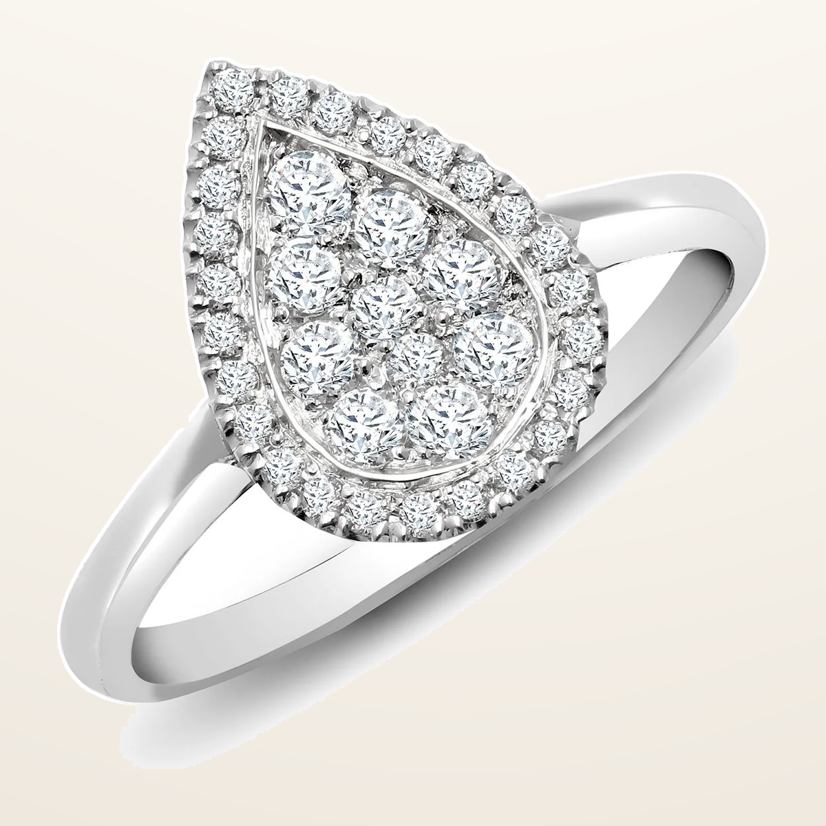 IT_ROLE:detail_crop | 18ct White 0.40ct Natural Diamond Cluster Pear Shape Ring