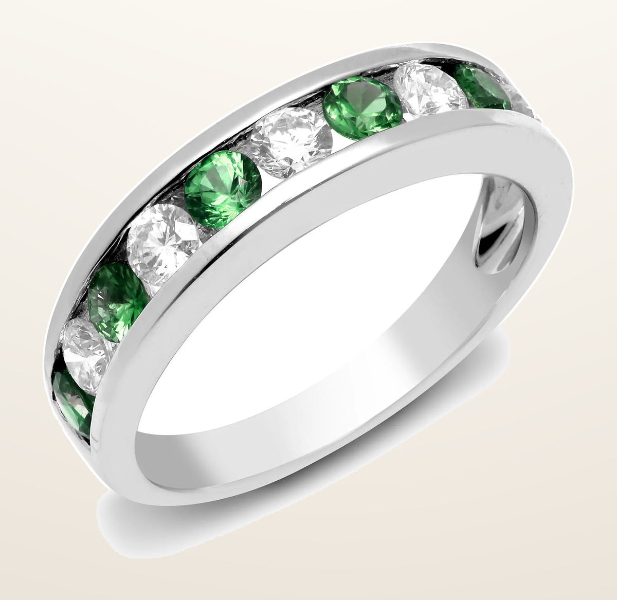 IT_ROLE:detail_crop | 18ct White Diamond-0.55ct Em-0.65ct 1\2 Eternity Ring