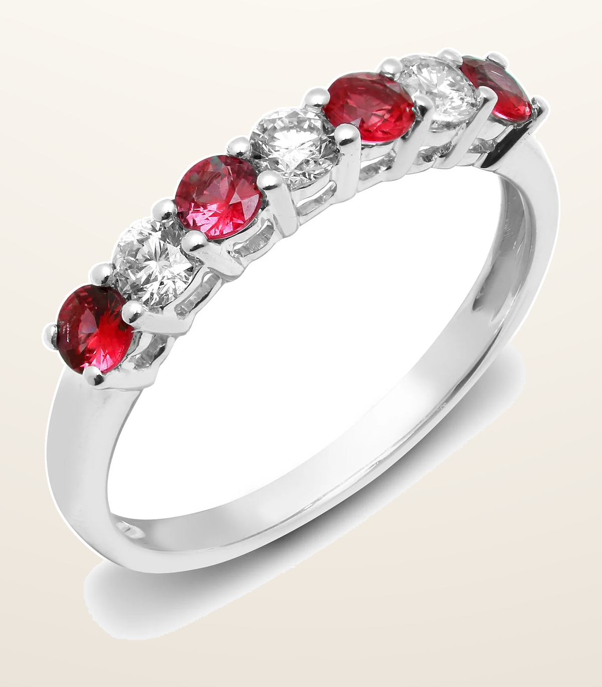 IT_ROLE:detail_crop | 18ct White Diamond-0.33ct Ruby-0.45ct 1\2 Eternity Ring