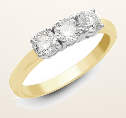 IT_ROLE:detail_crop | 18ct Yellow/White 0.25ct Natural Diamond Claw Set Trilogy Ring