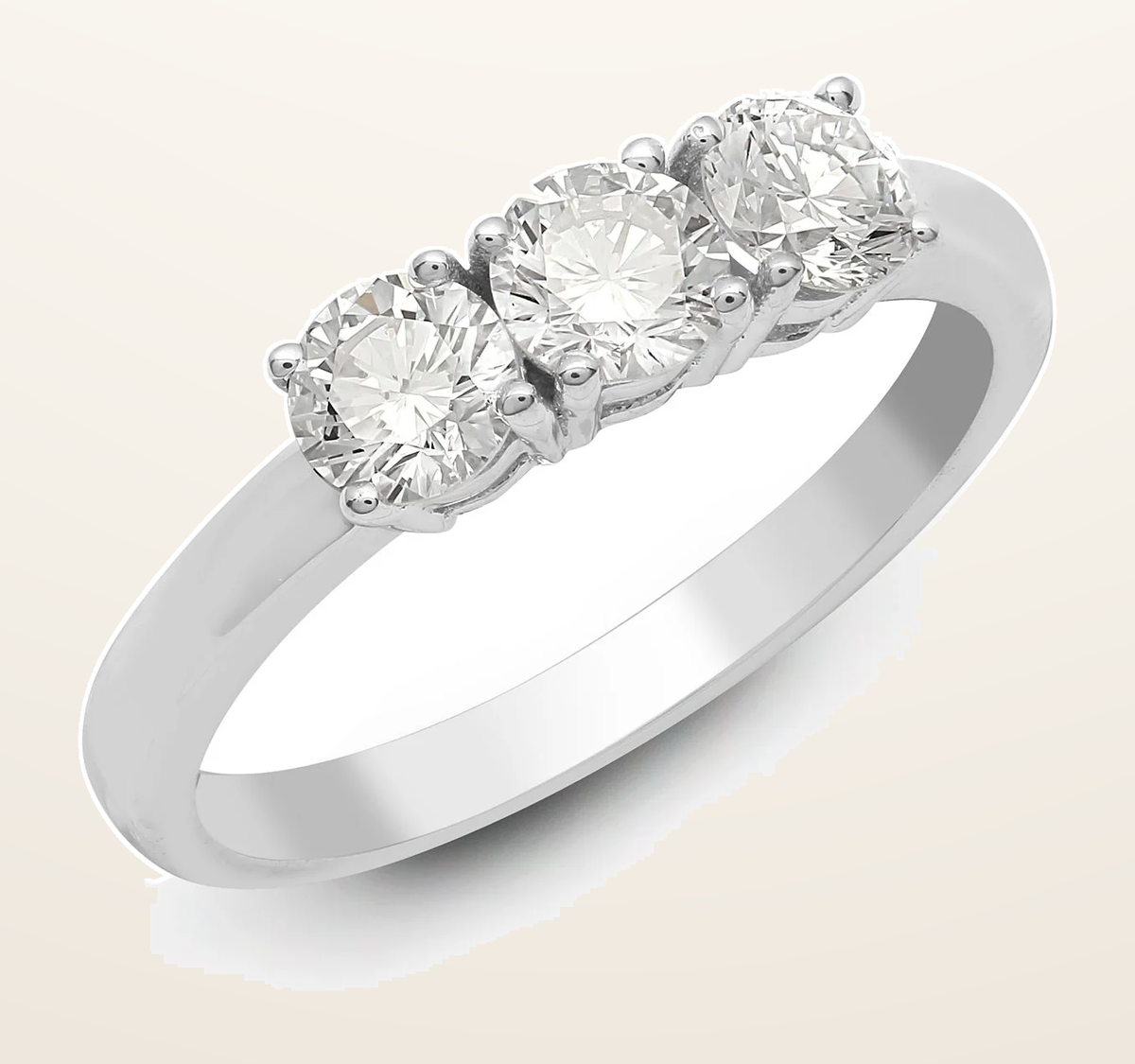 IT_ROLE:detail_crop | 18ct White 0.25ct Natural Diamond Claw Set Trilogy Ring