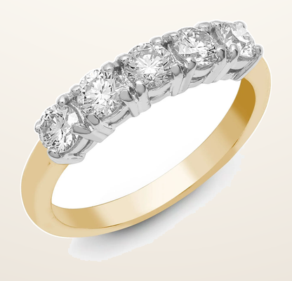 IT_ROLE:detail_crop | 18ct Yellow/White 0.25ct Natural Diamond 5 stone Ring