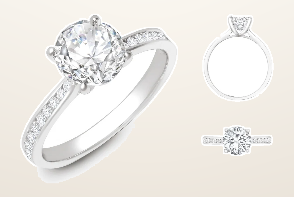 IT_ROLE:detail_crop | 18ct White Gold 0.13ct Natural Diamond Channel-set Wed-fit Ring Mount + 0.25ct Diamond