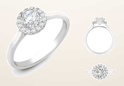 IT_ROLE:detail_crop | 18ct White Gold 0.08ct Natural Diamond Micro-set Halo Wed-fit Ring Mount + 0.25ct Diamond