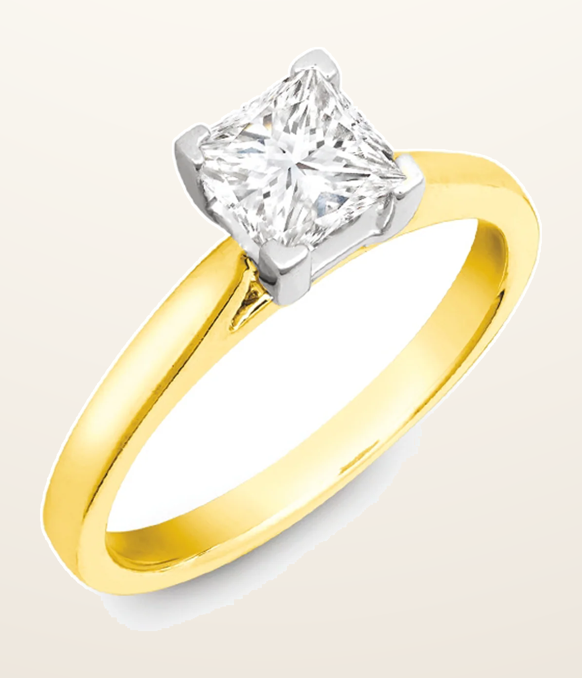 IT_ROLE:detail_crop | 18ct Yellow Gold 25pts Princess Cut Solitaire Wed Fit Natural Diamond Ring