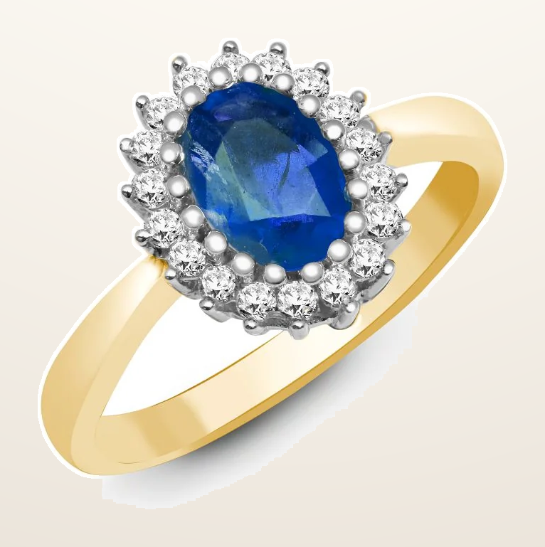 IT_ROLE:detail_crop | 18ct Yellow Gold Natural Diamond And Sapphire Ring