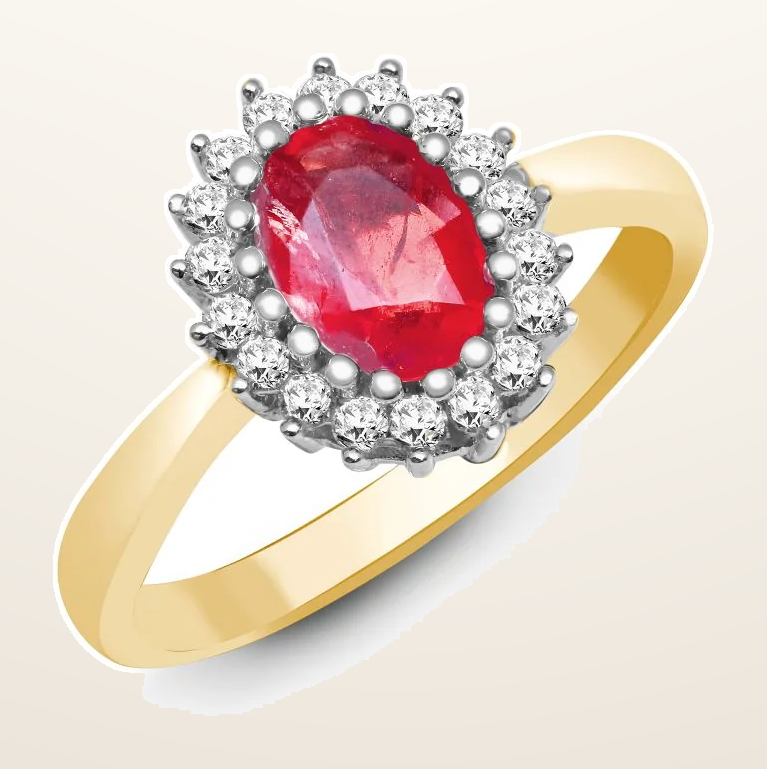 IT_ROLE:detail_crop | 18ct Yellow Gold Natural Diamond And Ruby Ring