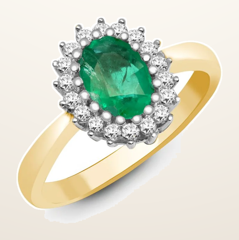IT_ROLE:detail_crop | 18ct Yellow Gold Natural Diamond And Emerald Ring