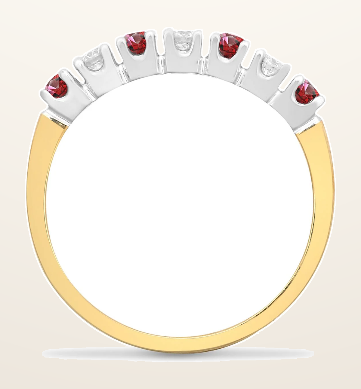 IT_ROLE:detail_crop | 9ct Yellow Gold Natural Diamond 15pts & Ruby 20pts Half Eternity Ring