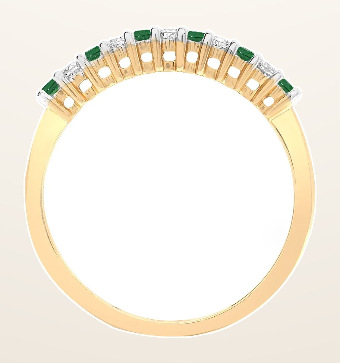 IT_ROLE:detail_crop | 9ct Yellow Gold Natural Diamond 10pts & Emerald 15pts Half Eternity Ring