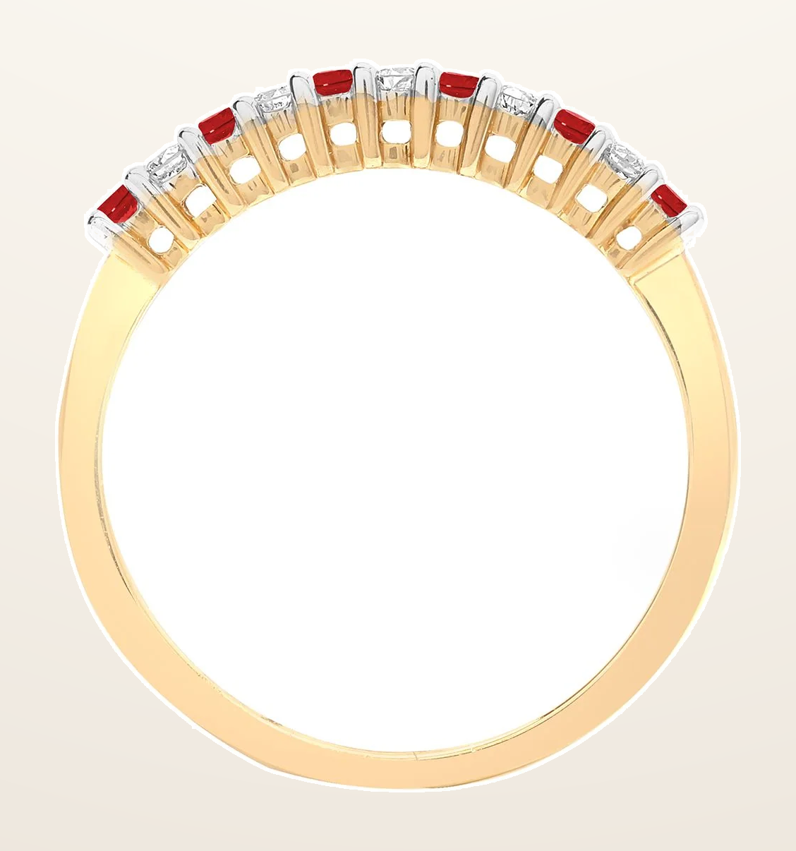 IT_ROLE:detail_crop | 9ct Yellow Gold Natural Diamond 10pts & Ruby 15pts Half Eternity Ring
