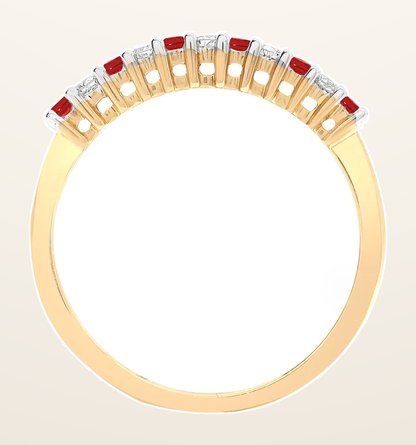 IT_ROLE:detail_crop | 9ct Yellow Gold Natural Diamond 10pts & Ruby 15pts Half Eternity Ring