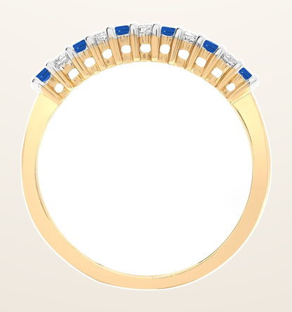 IT_ROLE:detail_crop | 9ct Yellow Gold Natural Diamond 10pts & Sapphire 15pts Half Eternity Ring