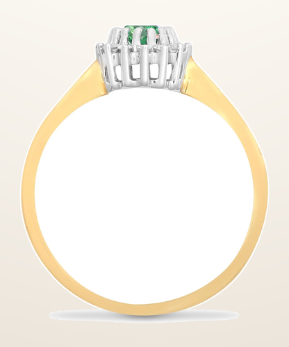 IT_ROLE:detail_crop | 9ct Yellow Gold Natural Diamond 12pts & Emerald 52pts Ring