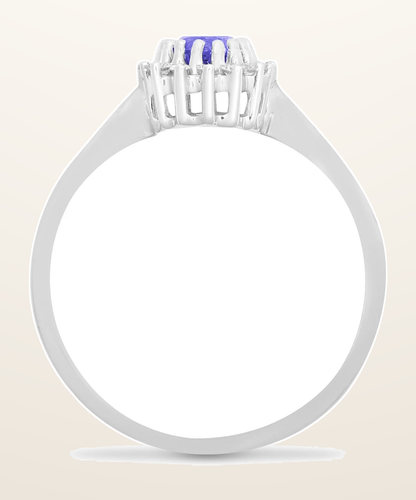 IT_ROLE:detail_crop | 9ct White Gold Natural Diamond 12pts & Tanzanite 55pts Ring