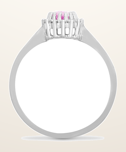 IT_ROLE:detail_crop | 9ct White Gold Natural Diamond 12pts & Pink Sapphire 68pts Ring