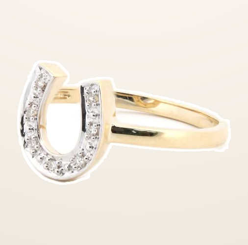 IT_ROLE:detail_crop | 9ct Yellow 0.04ct Natural Diamond Horseshoe Ring