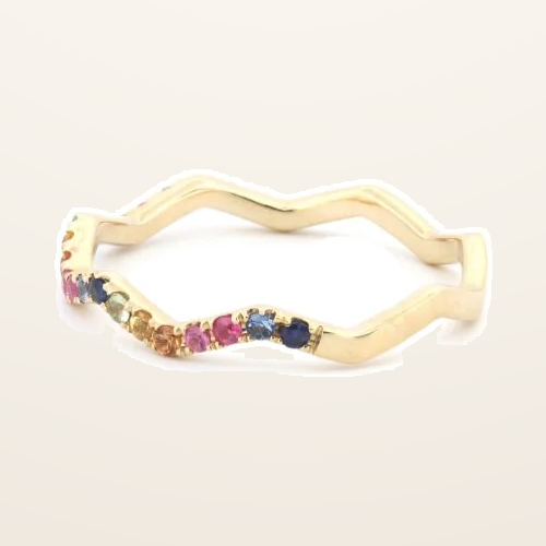IT_ROLE:detail_crop | 9ct Yellow 0.27ct Rainbow Saph Zigzag ET Ring