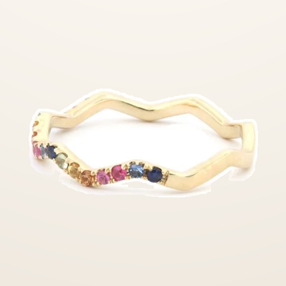 IT_ROLE:detail_crop | 9ct Yellow 0.27ct Rainbow Saph Zigzag ET Ring