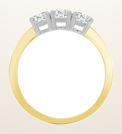 IT_ROLE:detail_crop | 9ct Yellow/White 0.25ct Natural Diamond Claw Set Trilogy Ring