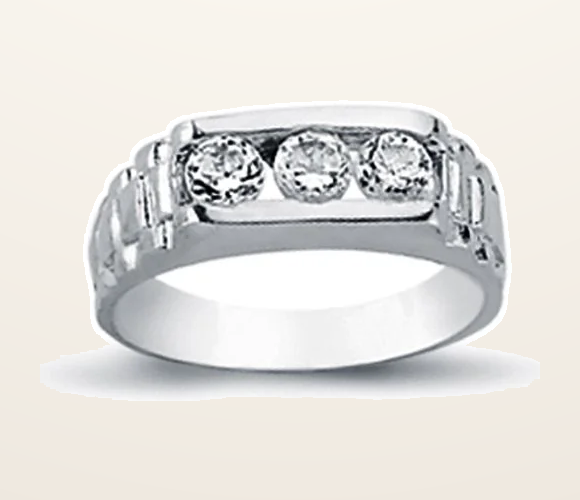 IT_ROLE:detail_crop | 925 Silver Cubic Zirconia Set Trilogy Signet Ring