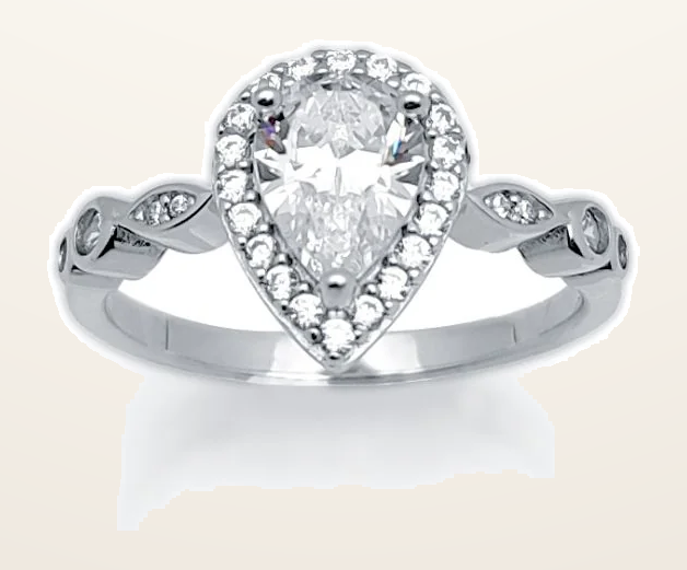 IT_ROLE:detail_crop | 925 Silver Cubic Zirconia Pear Shape Ring