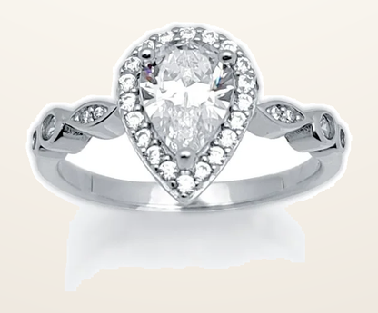 IT_ROLE:detail_crop | 925 Silver Cubic Zirconia Pear Shape Ring