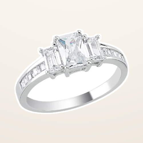 IT_ROLE:detail_crop | 925 Silver Cubic Zirconia Trilogy Bageutte Ring