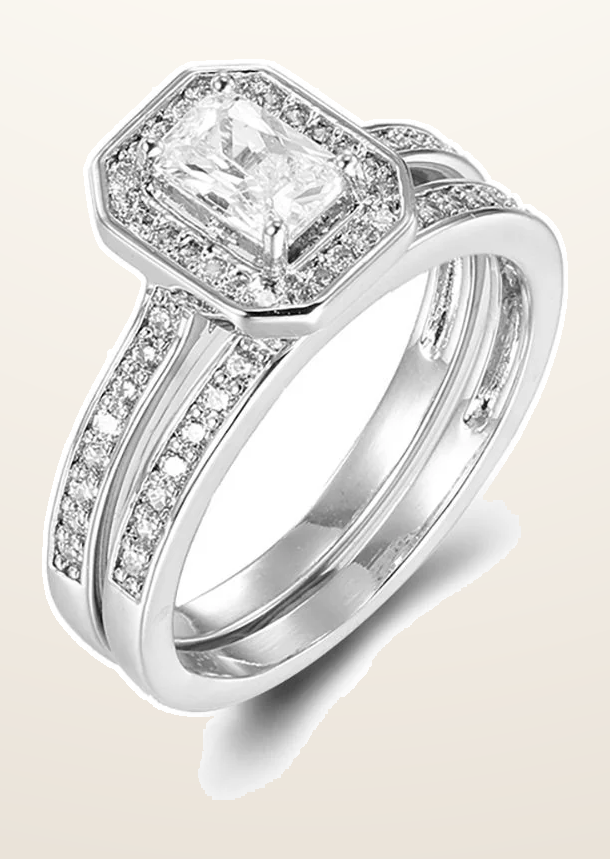 IT_ROLE:detail_crop | 925 Silver Pear Emerald Cut and Half ET Set Rings