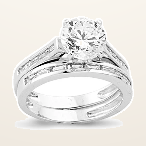 IT_ROLE:detail_crop | 925 Silver Cubic Zirconia RBC and Half ET Set Rings
