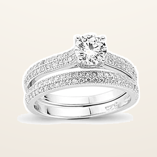IT_ROLE:detail_crop | 925 Silver Cubic Zirconia RBC and Half ET Set Rings