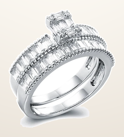 IT_ROLE:detail_crop | 925 Silver Pear Emerald Cut and Half ET Set Rings