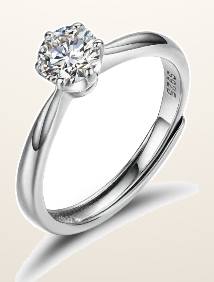 IT_ROLE:detail_crop | 925 Silver 5mm Cubic Zirconia Set Adjustable Solitaire Ring