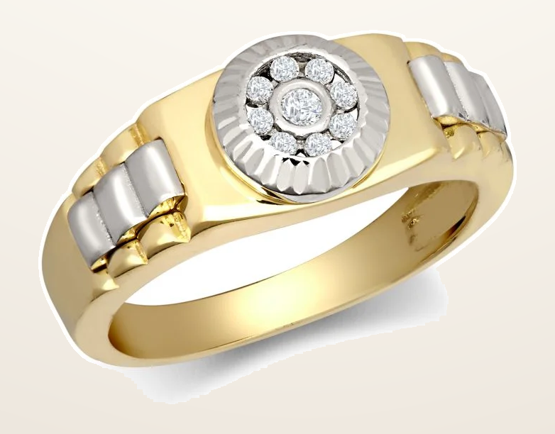 IT_ROLE:detail_crop | 9ct 2 Colour Gold Child's Cubic Zirconia Set Watch Strap & Bezel Ring