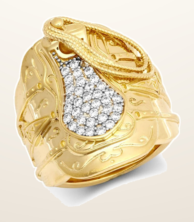 IT_ROLE:detail_crop | 9ct Yellow 1oz Cubic Zirconia Set Saddle Ring