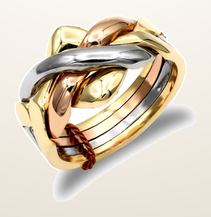 IT_ROLE:detail_crop | 9ct 3 Colour Gold 4 Piece Puzzle Ring