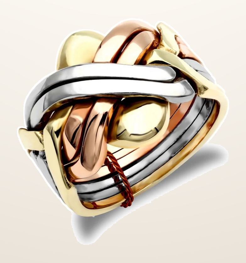 IT_ROLE:detail_crop | 9ct 3 Colour Gold 6 Piece Puzzle Ring