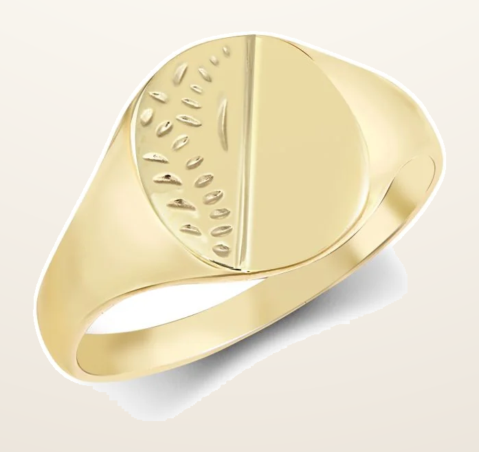 IT_ROLE:detail_crop | 9ct Yellow Gold Signet Ring Half-Engraved