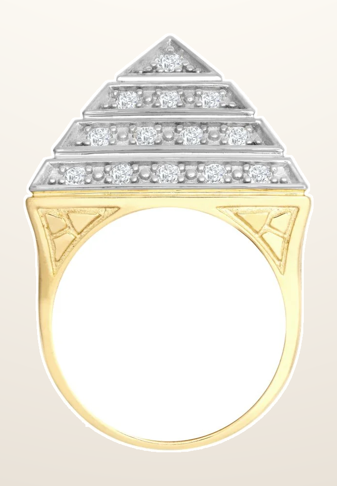IT_ROLE:detail_crop | 9ct Yellow Gold 1.5 Ounce Cubic Zirconia Set Pyramid Ring