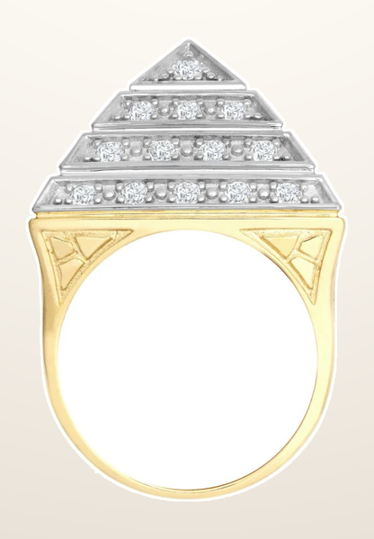 IT_ROLE:detail_crop | 9ct Yellow Gold 1.5 Ounce Cubic Zirconia Set Pyramid Ring