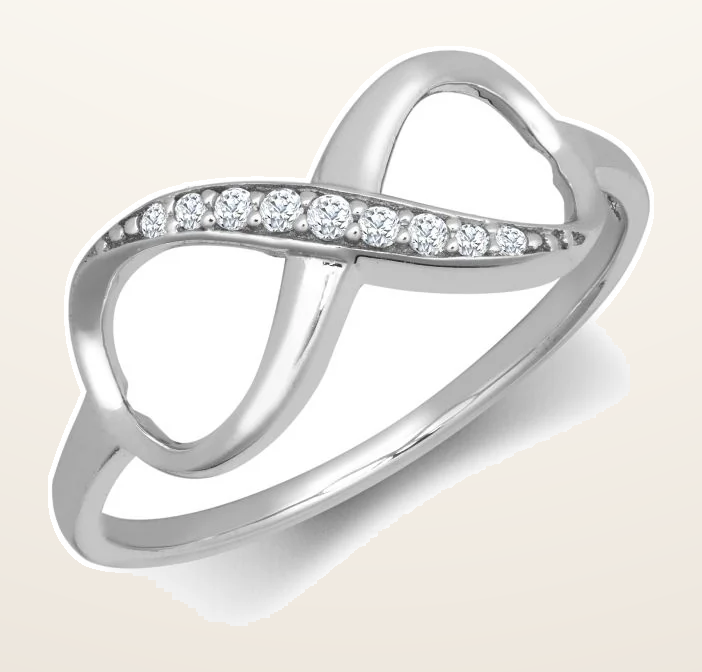 IT_ROLE:detail_crop | 9ct White Cubic Zirconia Set Infinity Ring